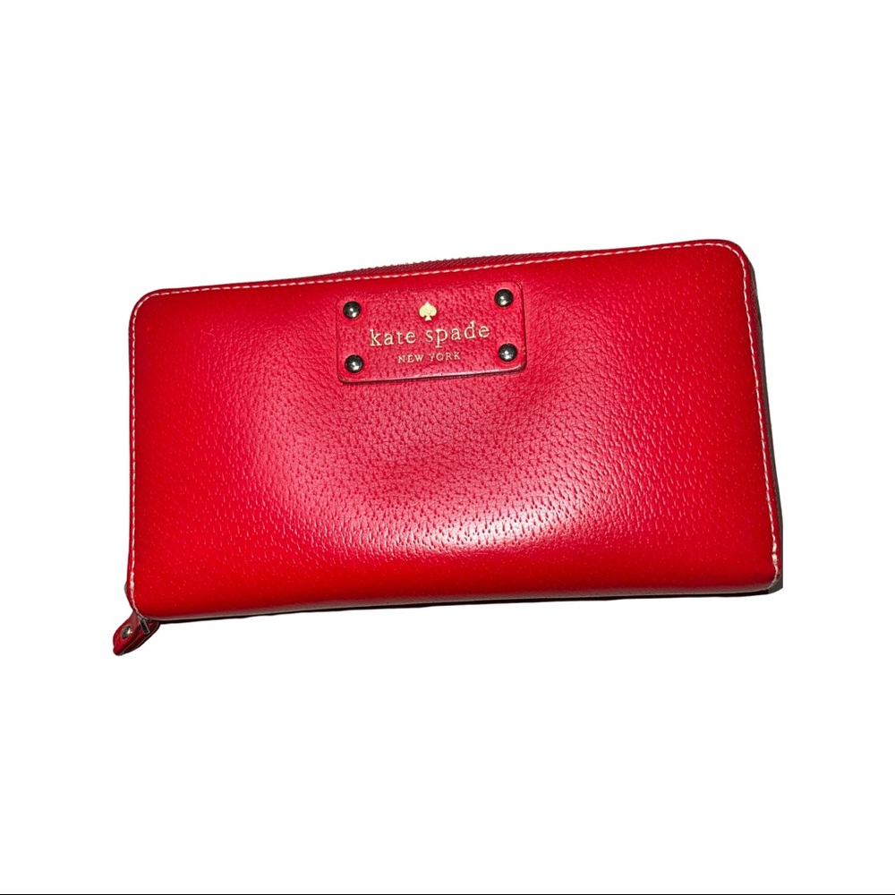 Red leather Kate Spade ♠️ Envelope Wallet